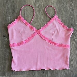 Pink lace top.